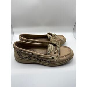Sperry Top-Sider Women’s Angelfish Leopard Print Leather Boat Shoes 7M Slip-On